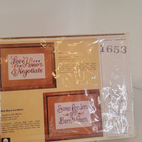 The Creative Circle #1653 "Love, Honor, Negotiate" VTG Counted Cross Stitch Kit - Picture 2 of 4
